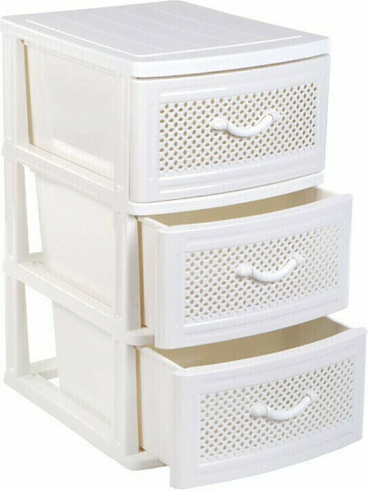 Homeplast Τάρα Συρταριέρα Πλαστική 3 Θέσεων Λευκή 50x40x77cm