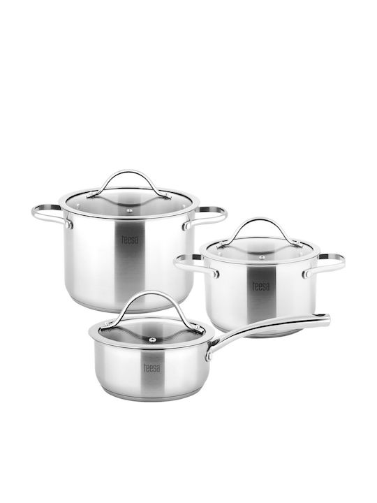 Teesa Cook Expert Master Stainless Steel Pots Set with Ceramic Interior Coating 6 Pieces
