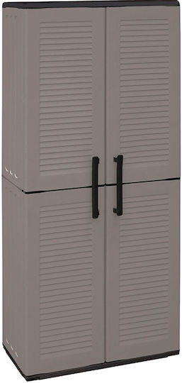 Δίφυλλη Ντουλάπα Πλαστική με 3 Ράφια Elephant Grey 68x37x163εκ.