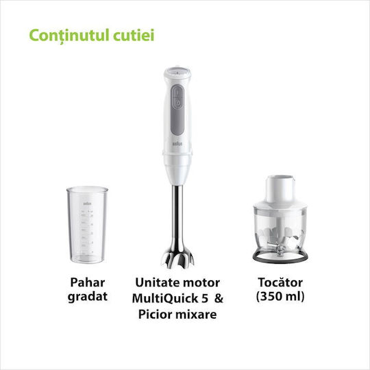 Braun MultiQuick 5 Ραβδομπλέντερ με Ανοξείδωτη Ράβδο 1000W Λευκό