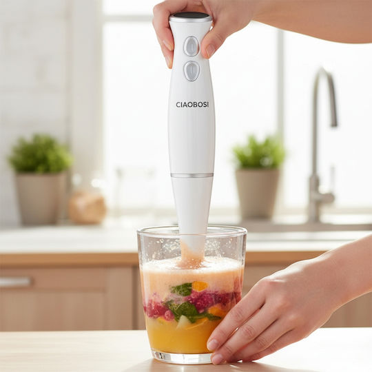 Avizar Blender de Mână Multifuncțional 300W Lamă din Oțel Inoxidabil Alb