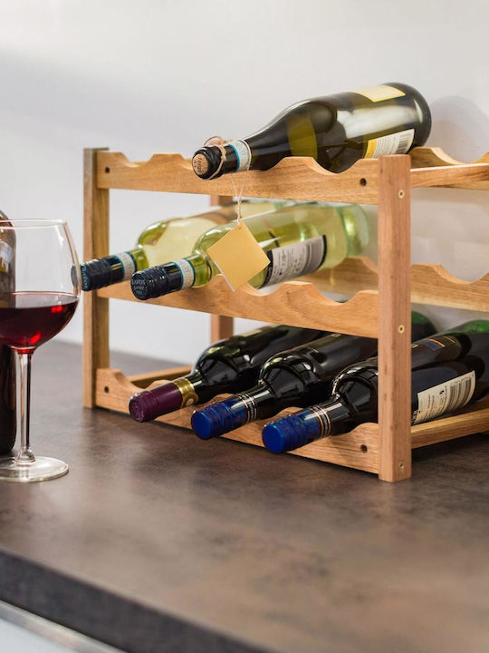 Wine Bottle Rack Relaxdays Made Walnut Wood Natural 12 Bottles 28 X 42.5 X 21 Cm