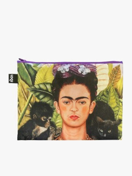 Loqi Set 3 Recycled Zipper Cases Frida Kahlo Self Portrait On Borderline Self Portrait Hummingbird Frame Zp.fk