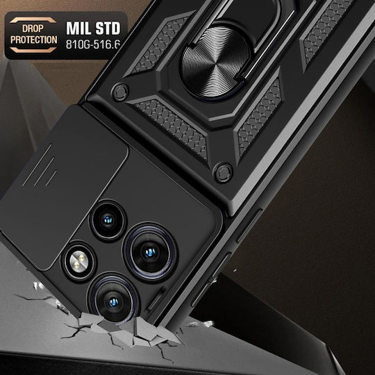 Калъф Motorola Edge 50 Skyddar Innovation Camshield Магнитен Пръстен Комплект Стикер Черен