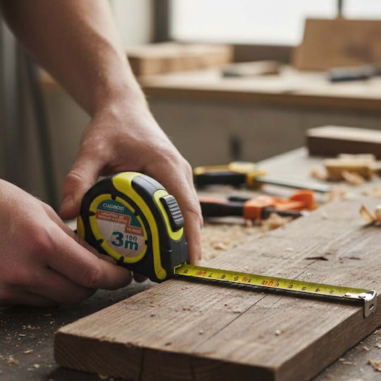 Avizar Măsurătoare Cu Bandă Din Oțel 3m Diy Carcasă Durabilă Neagră