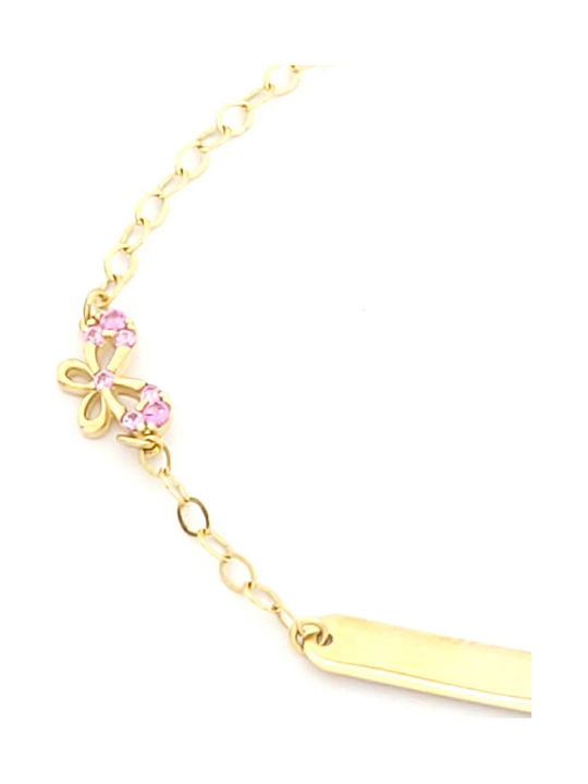 Kids Bracelet ID from Gold 9K with Butterfly