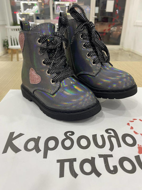 Παιδικά Μποτάκια με Φερμουάρ & Φωτάκια Ασημί
