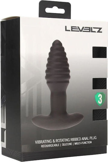 Shots Ribbed Dop Anal cu vibrație Neagră