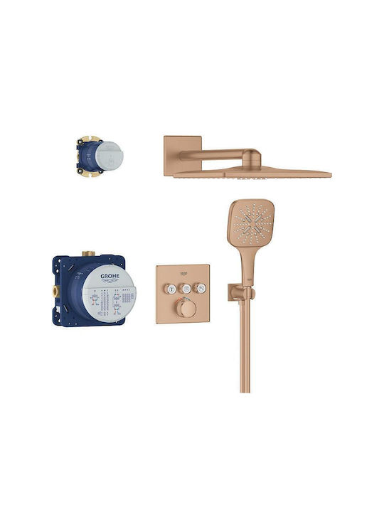 Grohe Σετ Μίκτης, Τηλέφωνο & Κεφαλή Ντουζ Εντοιχισμού για Ντουζιέρα 3 Εξόδων Ασημί