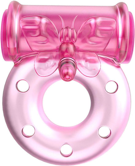 Vibrating Cock Ring & Condom Set Pink