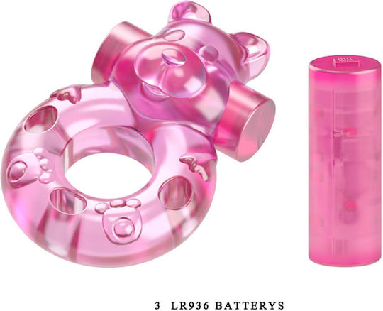 Vibrating Bear Cock Ring Pink