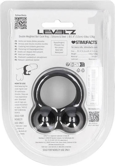 Liquid Silicone Double Weighted Ball Cockring Black