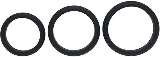 Wide O Silicone Cockring Set 3 L Xl Xxl Black