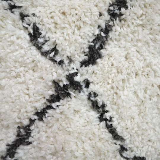 Shaggy Moroccan Teppich Rechteckig Zottelig Synthetisch,Polyester/Cotton/Leather Ivory-black