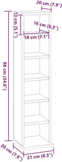 Black Bookcase 21x20x88cm