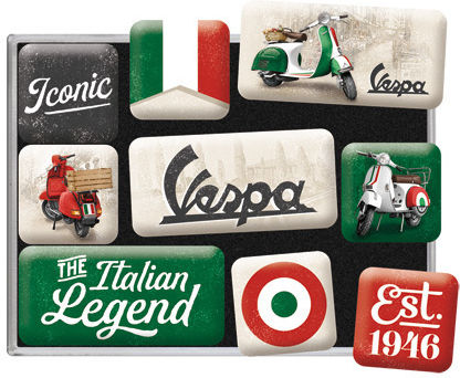 Nostalgic Μεταλλικά Μαγνητάκια Σετ 9 Τεμαχίων Vespa Italian Legend