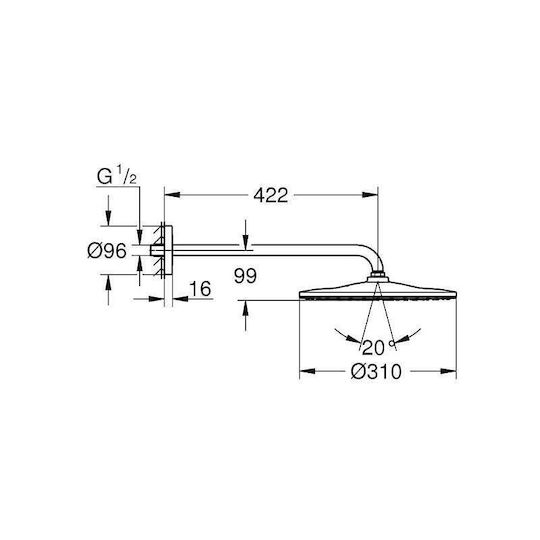 Grohe Rainshower 310 Mono Duschkopf Kopfdurchmesser 31cm mit Verlängerungsarm