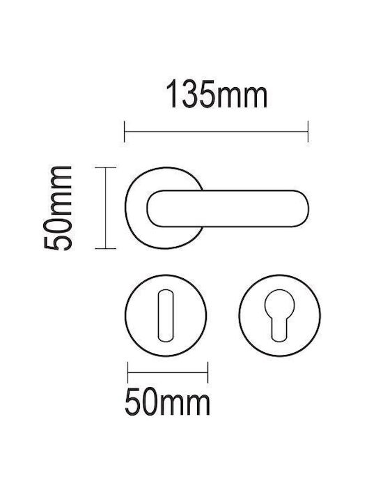 Viometale Middle Door Lever Rosette 06.280 Pair with Mouthpiece Satin Gold Viometale Middle Door Lever Rosette 06.280 Pair with Mouthpiece Satin Gold