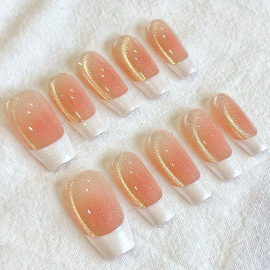 Nailvana Tipsuri Unghii False Handmade Nude Strălucitoare Autocolante (Mediu)