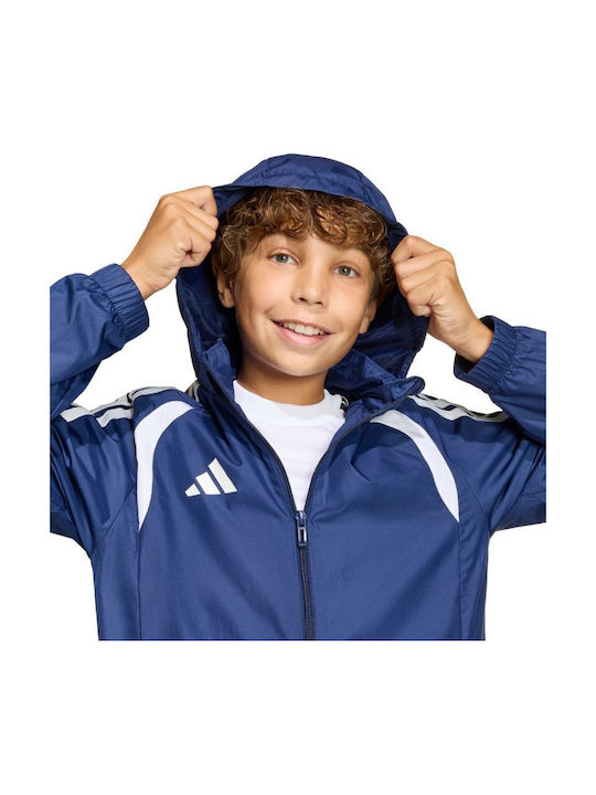 Tiro Kids Sports Jacket with Lining and Hood Navy Blue
