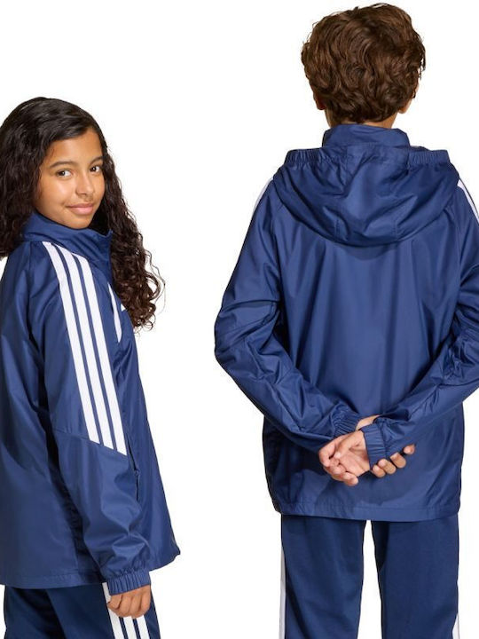 Tiro Kids Sports Jacket with Lining and Hood Navy Blue