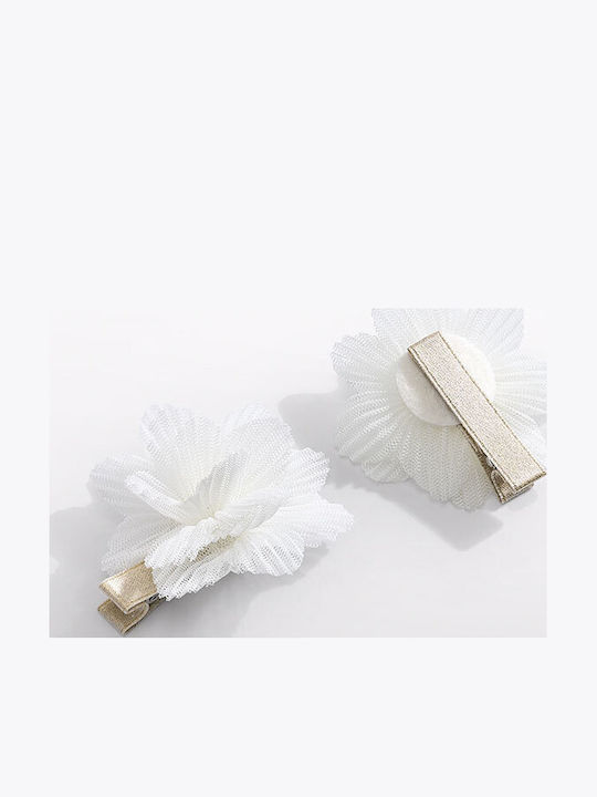 Abel & Lula Set Kids Hair Clips with Flower Bobby Pin in Beige Color 2 Pieces