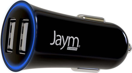 Jaym Pack Cigaret Lighter Charger 2 Usb-a 12w Usb-a To Lightning Mfi Cable 1m Black