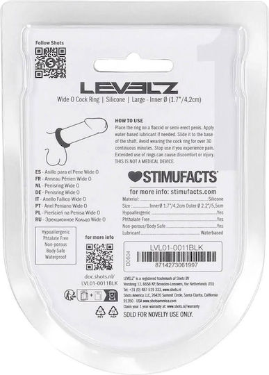 Wide O Silicone Cockring L 42mm Black
