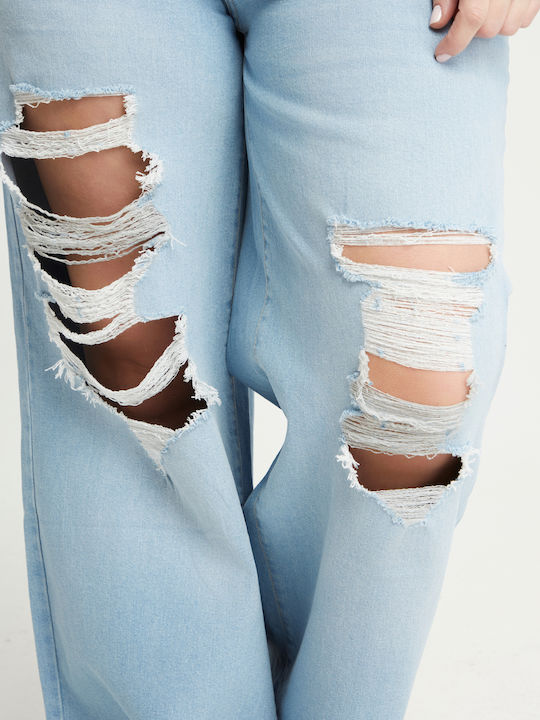 Women's Jean Trousers with Rips in Relaxed Fit Gin