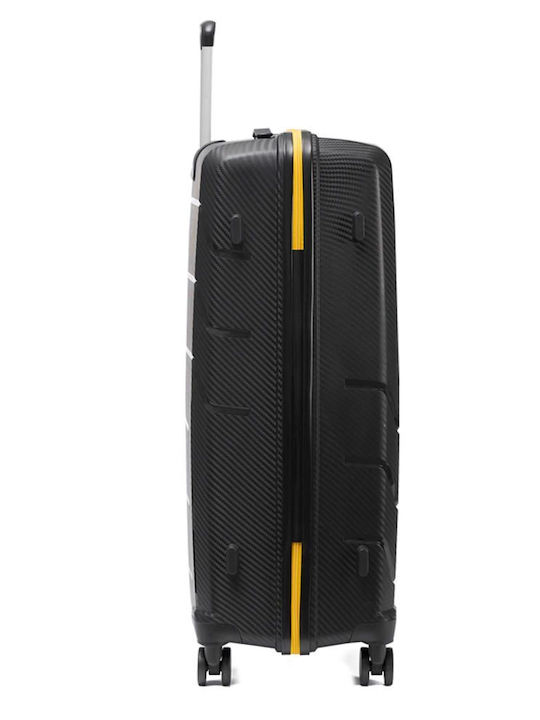 CAT Large Hard Travel Suitcase Black with 4 Wheels Height 70cm