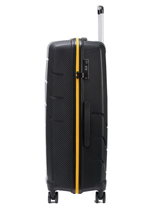 CAT Large Hard Travel Suitcase Black with 4 Wheels Height 70cm