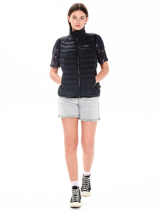 Jachetă de femei Fără mâneci Puffer Negru