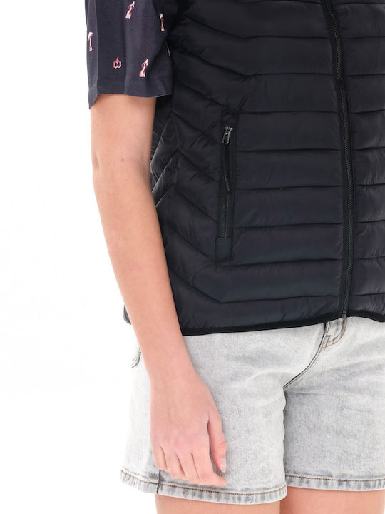 Jachetă de femei Fără mâneci Puffer Negru