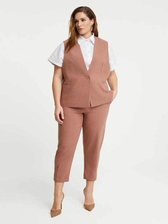 Women's Vest with Buttons Pink