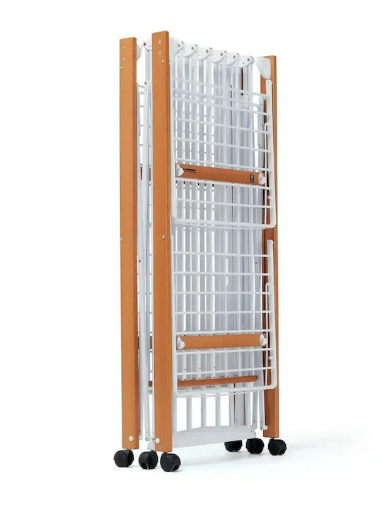 Foppapedretti Folding Floor Clothes Drying Rack Wooden with Wheels