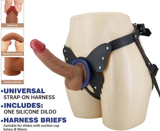 Pretty Love Wells Chiloți Cu Harnașament Dildo Siliconic 16 cm