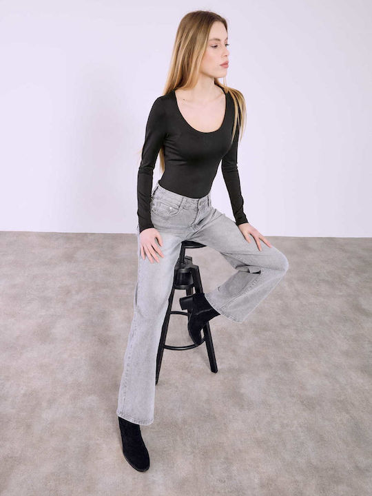 Celestino Дамско Боди С Кръгло Деколте Slim Fit Черно