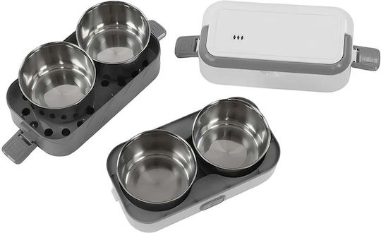 Avizar 2l Double Layer Electric Food Warmer Removable Stainless Steel Bowls White Gray