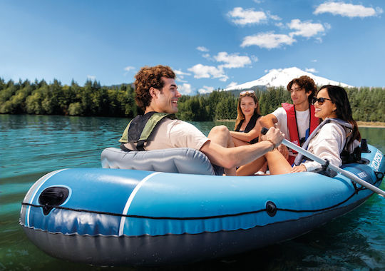 Intex Excursion 4 Inflatable Boat Blue with Oars & Pump