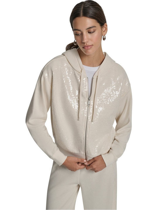 Women's Sweatshirt Jacket Hooded Ecru