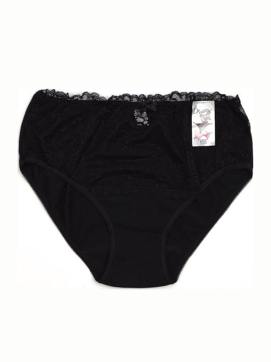 High-waisted Women's Slip with Lace Black