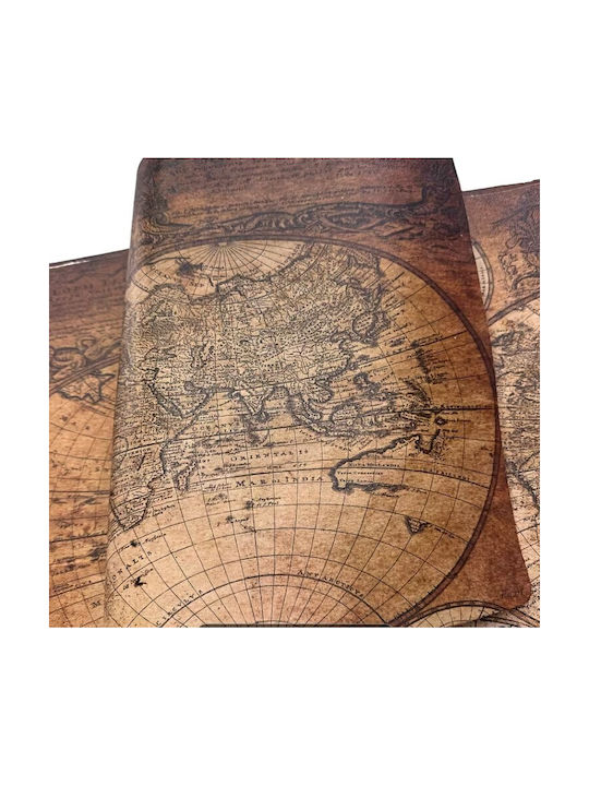 Vintage Hartă Decorativă Mondială Din Piele – 60 × 30 Cm