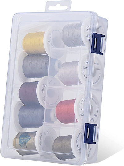 Set Fire De Broderie 9 Bobine 730 M Multicolor Cutie De Depozitare Culori Neutre