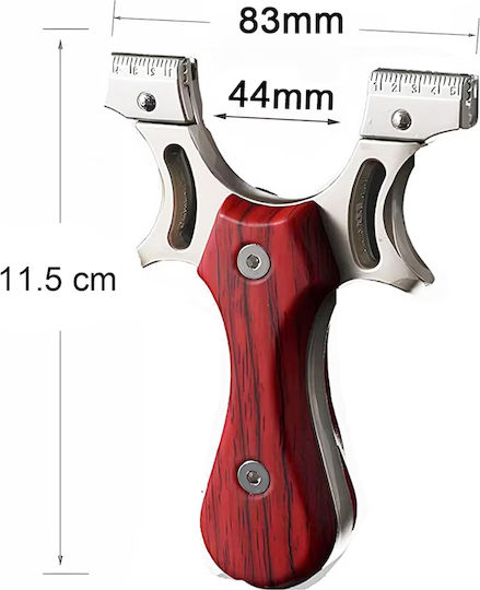 Set Praștii Benzi Praștie Queen Metalic 11,5 Cm Nivel cu Bule Mâner din Lemn Maro 300 Bile 8 Mm