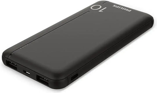 Philips DLP1810CB/GRS Power Bank 10000mAh 37W with 2 USB-A Ports and USB-C Port Black