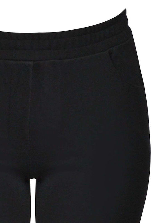Γυναικείο Υφασμάτινο Παντελόνι Push-up Καμπάνα με Λάστιχο σε Slim Εφαρμογή Μαύρο