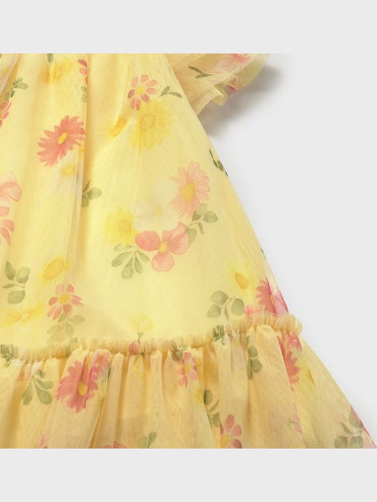 Children's Dress Sleeveless Tulle Yellow