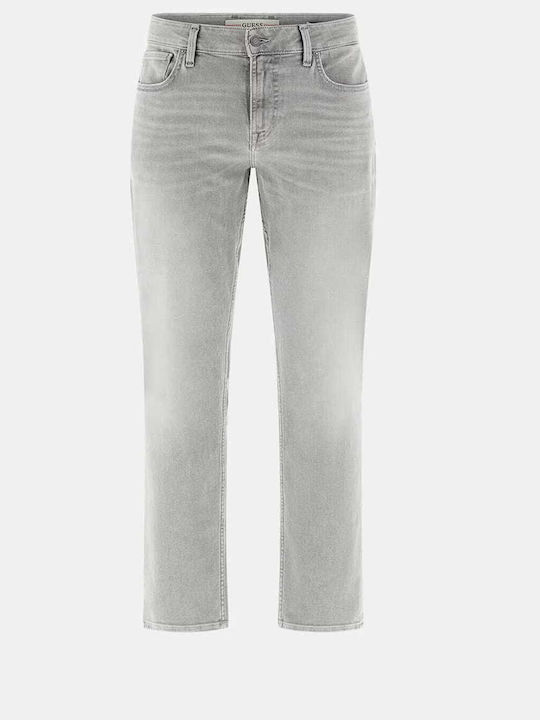 Ανδρικό Παντελόνι Τζιν Ελαστικό με Slim Straight Εφαρμογή Γκρι