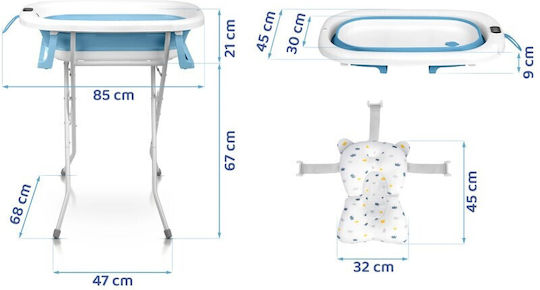 Ricokids Μπανιέρα Μωρού με Βάση με Θερμόμετρο Γαλάζια