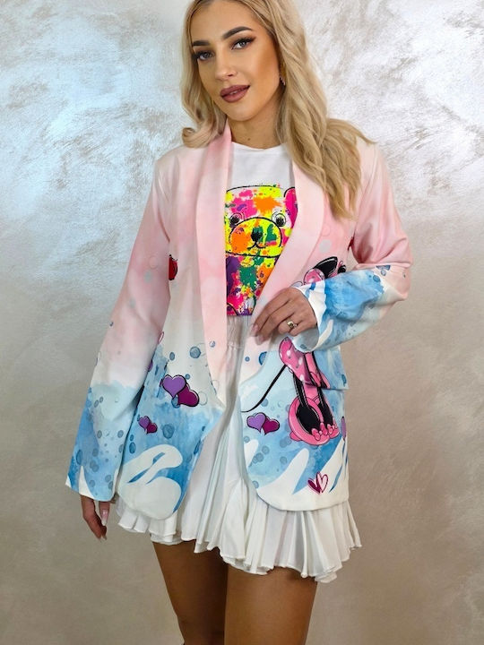 Μακρύ Γυναικείο Σακάκι Pink
